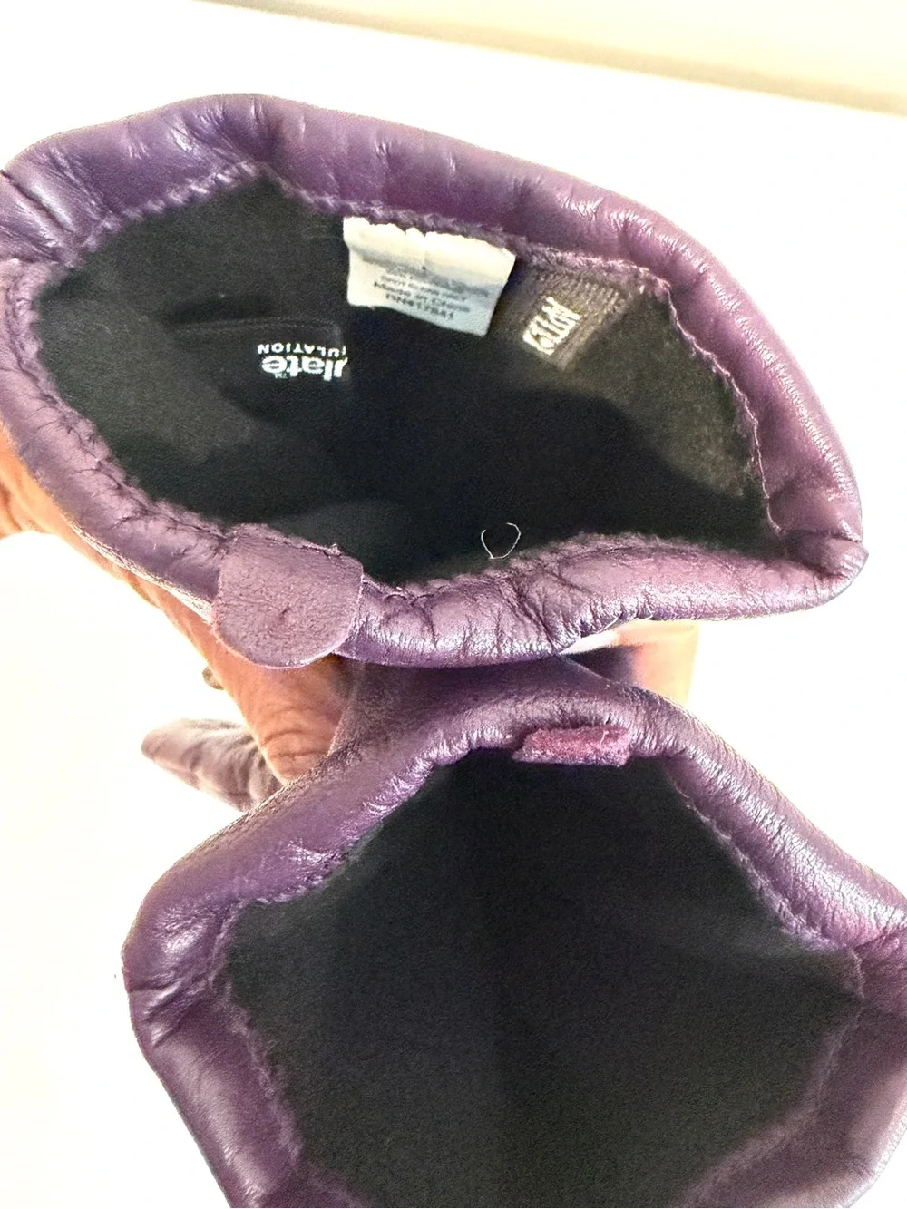 Apt. 9 Women's Purple Leather Thinsulated Gloves - Large